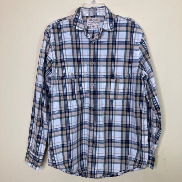 Filson Other - Filson Shirt Mens Small White Tan Green Plaid Long Sleeve Gorpcore